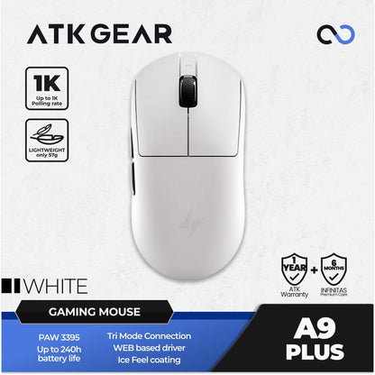 ATK A9 PLUS Wireless Light Weight PAW3395 Gaming Mouse GPX shape