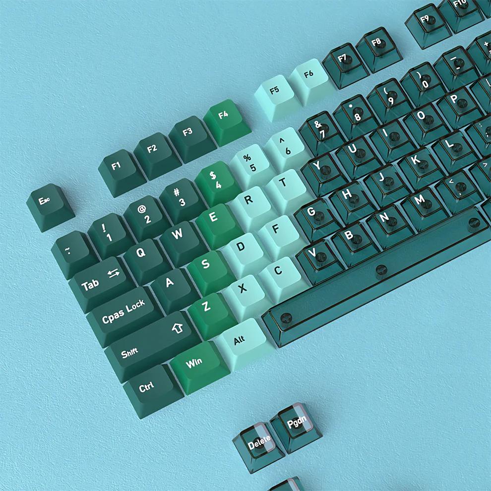 Infinitas Peacock Green Gradient Keycaps Cherry Profile Dye Sub / UV Printing PBT+PC Keycap 154-Key