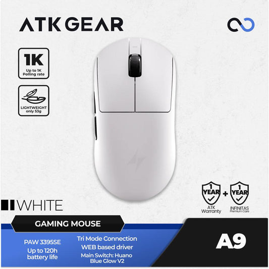 ATK A9 Wireless Light Weight PAW3395SE Gaming Mouse GPX shape