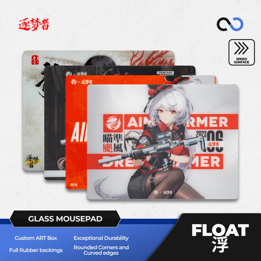Dream Gamer Float V2 Rubber Base Tempered Glass Gaming Mousepad Kaca (Speed-Control)