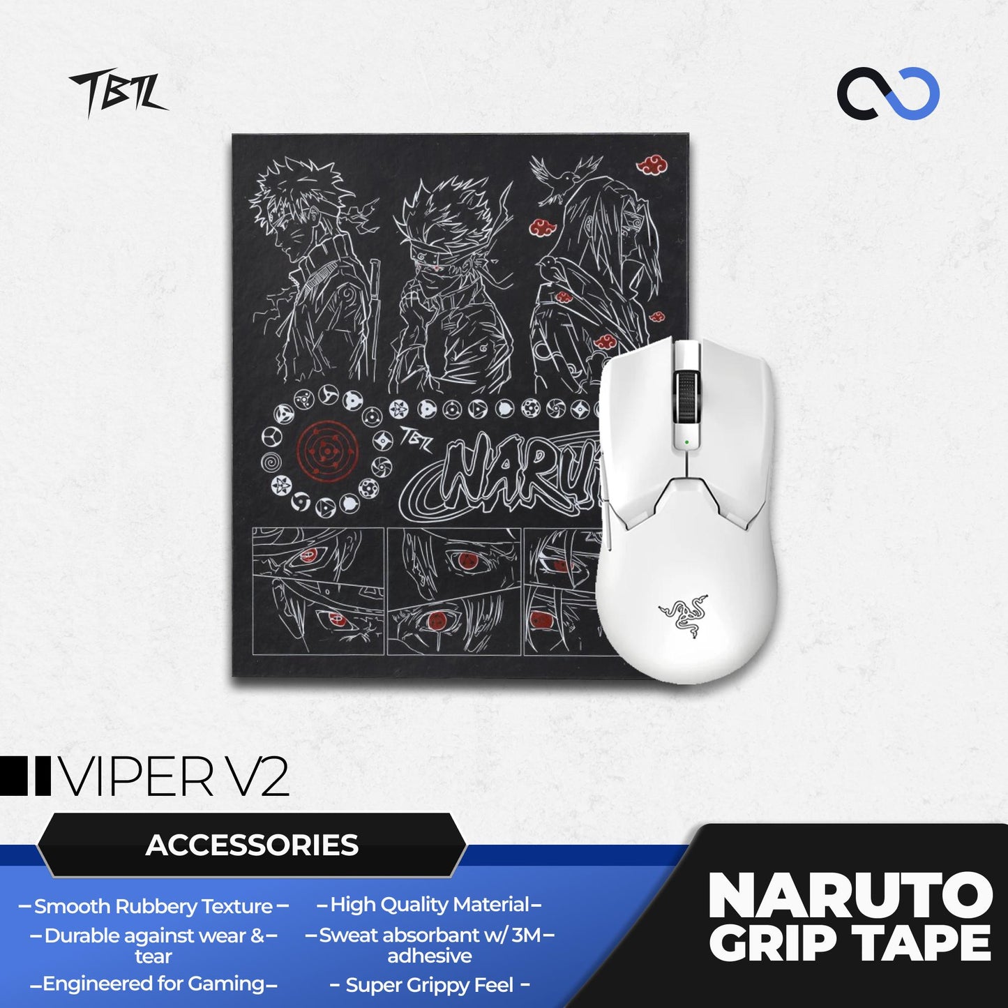 TBTL Naruto Razer Viper V2 Pro Ultra Thin Mouse Grip tape / Anti-Slip Tape 0.45mm