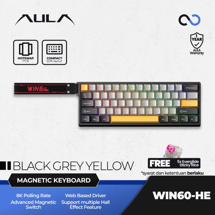 AULA WIN60 HE MAX 8K Hall Effect 60% Gaming Keyboard Rapid Trigger SOCD DKS RDT Wooting