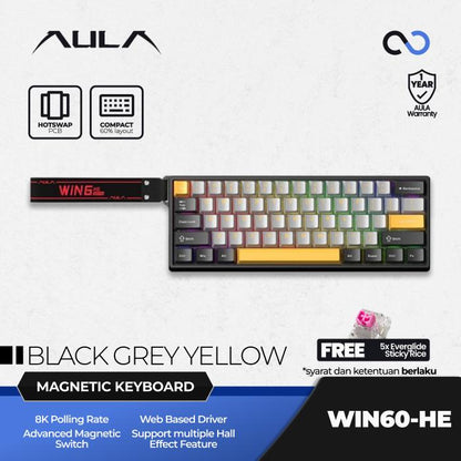 AULA WIN60 HE MAX 8K Hall Effect 60% Gaming Keyboard Rapid Trigger SOCD DKS RDT Wooting