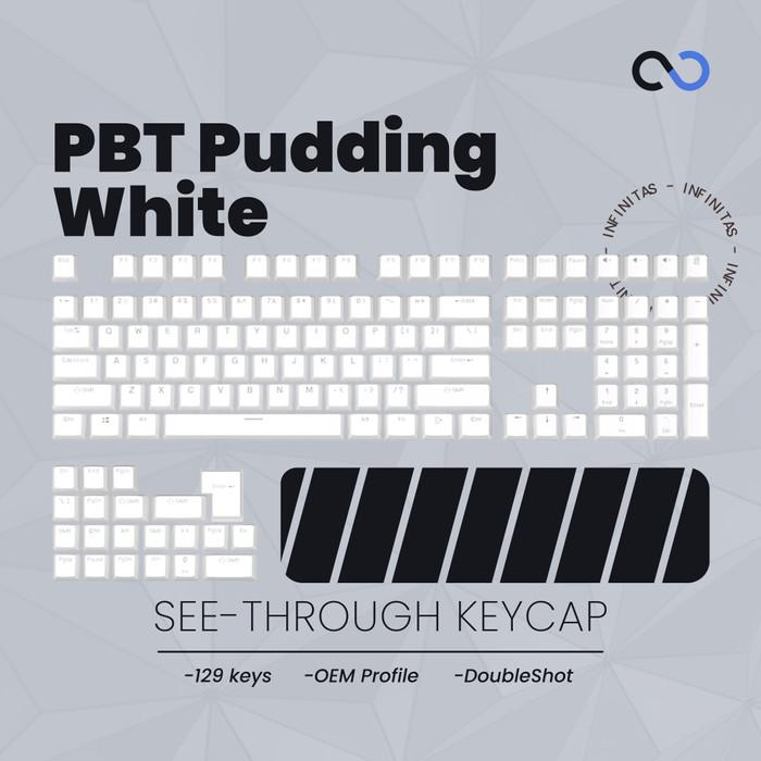 Keycaps PBT Pudding White / Putih OEM Profile Shine-Through Keycap