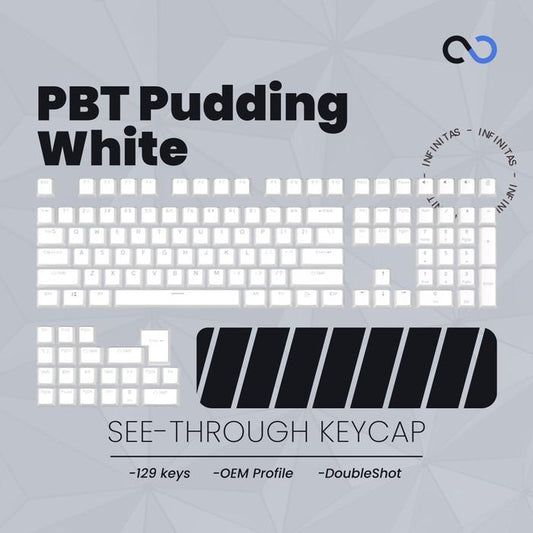 Keycaps PBT Pudding White / Putih OEM Profile Shine-Through Keycap