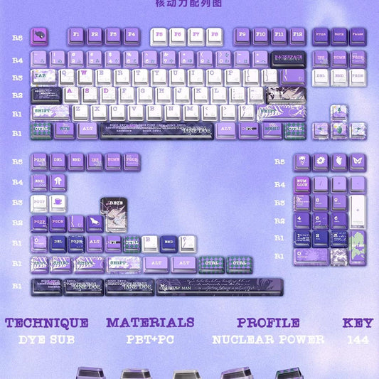 Titan Nation Reze Chainsaw Man Anime Keycaps Nuclear Power Profile Dye Sub PBT+PC Keycap 144-Keys