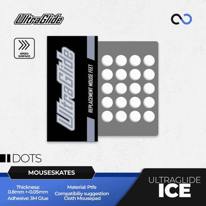 Meow Gaming Gear UltraGlide ICE Dots Universal Mouse Feet / Mouse Skate PTFE for Cloth Mouse pad (Speed)