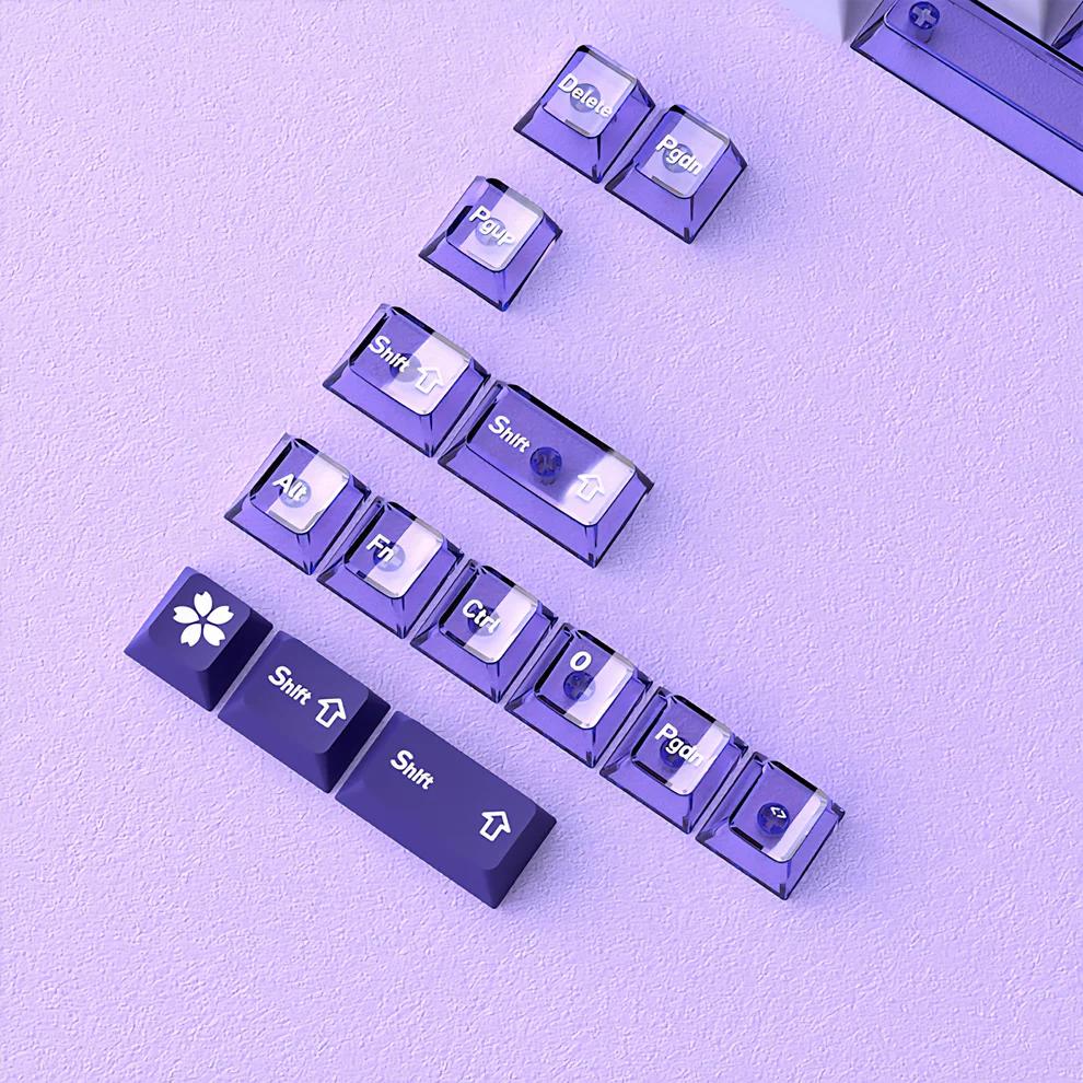 Infinitas Lilac Gradient Cherry Keycaps Profile Dye Sub / UV Printing PBT+PC Keycap 154-Key