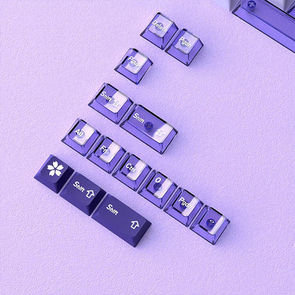 Infinitas Lilac Gradient Cherry Keycaps Profile Dye Sub / UV Printing PBT+PC Keycap 154-Key
