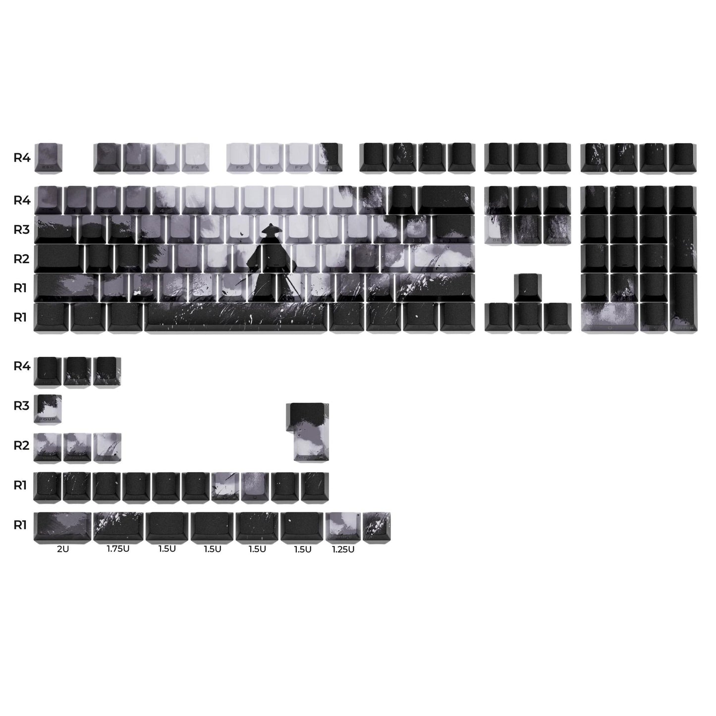 XVX Wutong Samurai White Keycaps Cherry Side Profile Dye sub Shine Through PBT Keycap 134-Keys