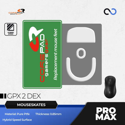 Corepad PRO MAX G PRO X SUPERLIGHT 2 DEX CNC milled PTFE Gaming Mouse Feet / Mouse Skate (Speed-Hybrid)