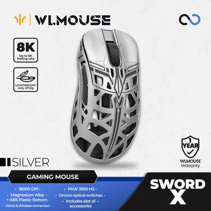 WLMouse Sword X 8K Super Light Magnesium Wireless Ergonomic Gaming Mouse