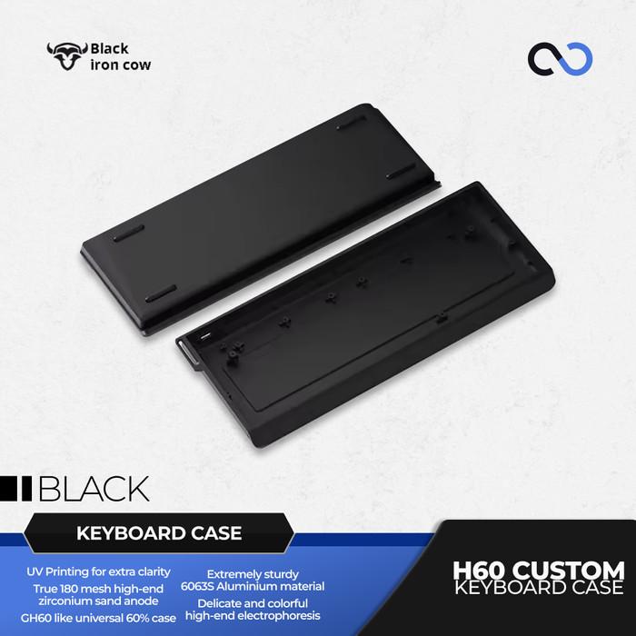 Black Iron Bull H60 Custom 60% Aluminium Gaming Keyboard Case DIY for Wooting 60HE+ / GH60 / TOFU60 / WIN60 / MAD60