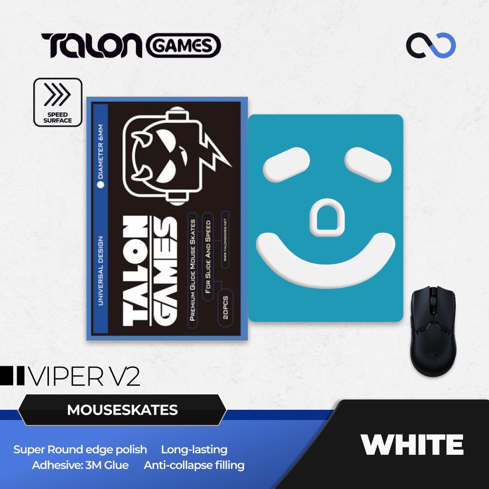 TALONGAMES White Razer Viper V2 Pro Mouse Feet / Mouse Skate PTFE for Cloth Mouse pad (Hybrid)