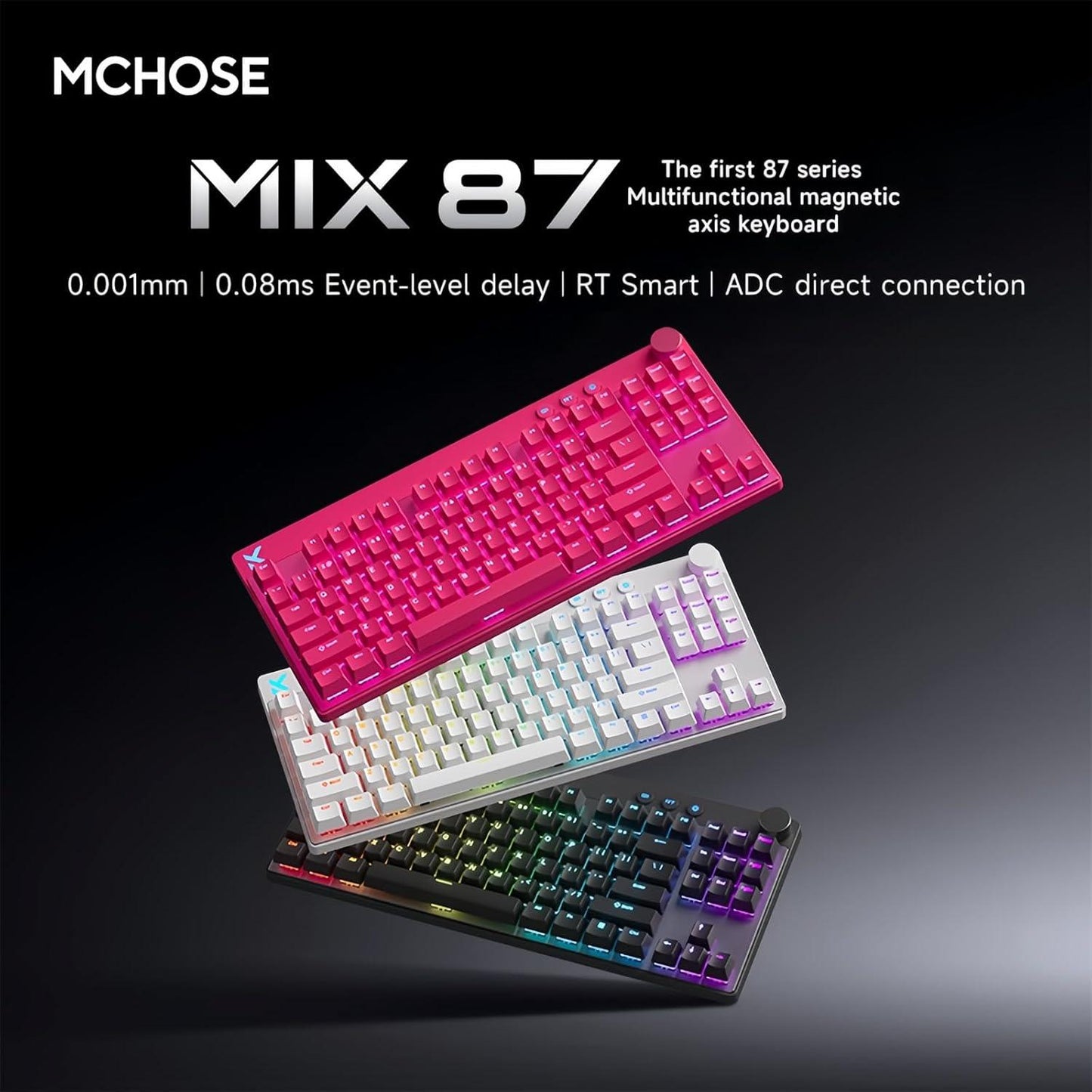 MCHOSE MIX87 8K Hall Effect TKL Magentic Gaming Keyboard Rapid Trigger SOCD DKS Wooting