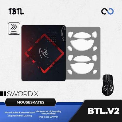 TBTL BTL V2 WLMouse Sword X Mouse Feet / Mouse Skate PTFE for Cloth Mouse pad (Speed)