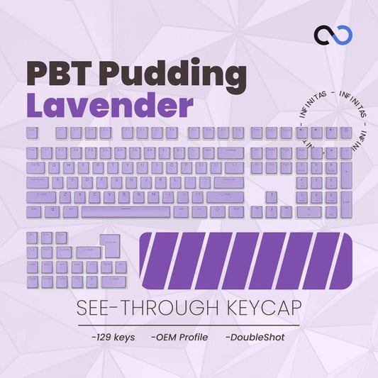 Keycaps PBT Pudding Lavender / Purple / Ungu OEM Profile Shine-Through Keycap