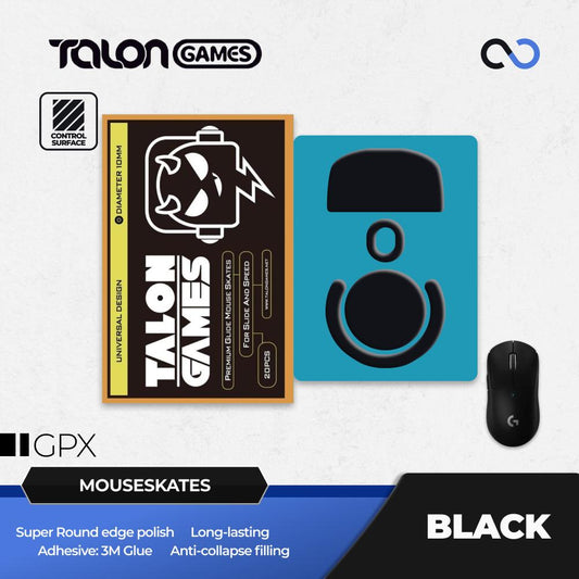 TALONGAMES Black G Pro X Superlight / GPX Mouse Feet / Mouse Skate PTFE for Cloth Mouse pad (Control)