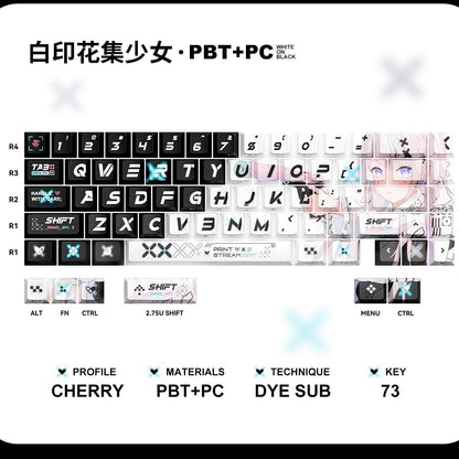 Titan Nation Print Stream Anime Keycaps Cherry Profile Dye Sub+UV Screen Print PBT_PC Keycap 73-Keys