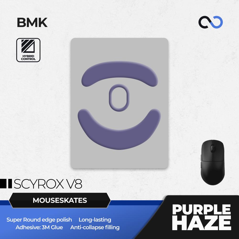 BMK Purple Haze Pro Scyrox V8 Mouse Feet / Mouse Skate PTFE Obsidian Air Clone (Hybrid-Control)