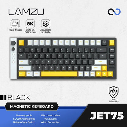 LAMZU JET75 HE 8K Hall Effect 75% Gaming Keyboard Aluminum Rapid Trigger SOCD DKS Wooting