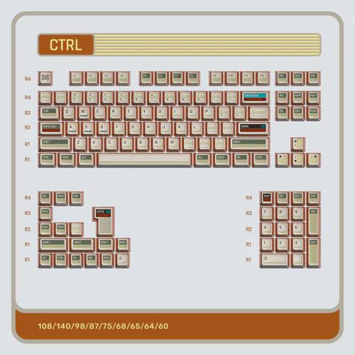 Keytok CTRL Orange Keycaps KOL Profile Double shot Dye sub Printed PBT+PC Keycap 122-Keys