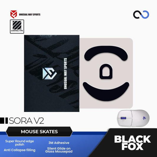 Unusual Way Sports Black Fox Ninjutso Sora V2 Gaming Mouse Feet / Mouse Skate UHMW-PE (Control)