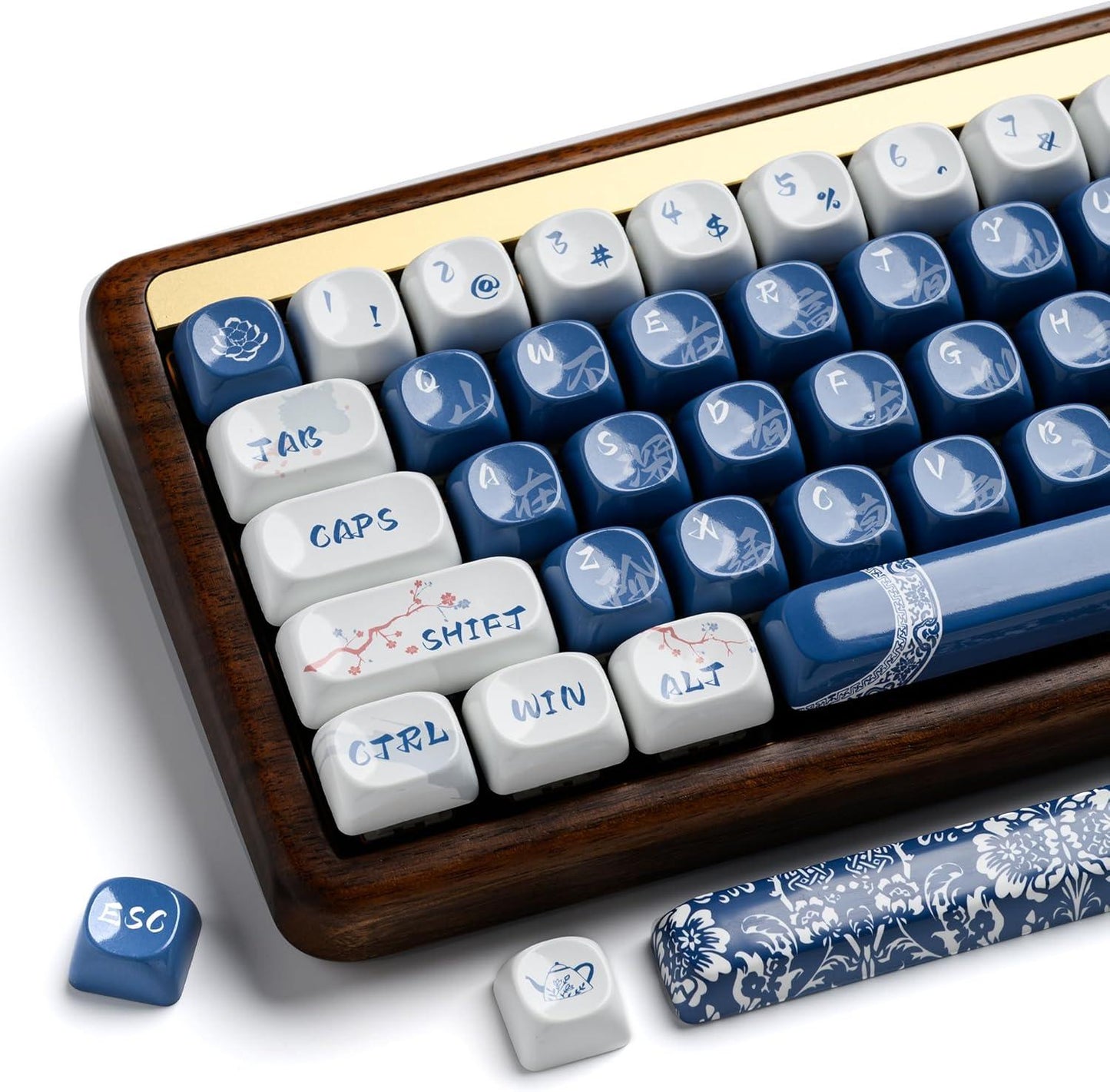 XVX Qinghua Porcelain Blue Ceramic Coated Keycaps MOA Profile Dye sub PBT Keycap 140-Keys