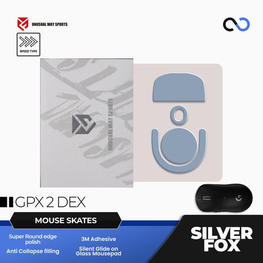 Unusual Way Sports Silver Fox Logitech G Pro X Superlight 2 Dex / GPX 2 Dex Mouse Feet / Mouse Skate PTFE (Speed)