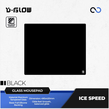 D-GLOW ICE SPEED Silicone Based Tempered Glass Gaming Mousepad Kaca (Speed-Hybrid)