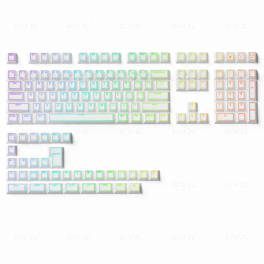 XVX Prism White Keycaps Cherry Profile Double Shot Shine Through PBT Keycap 142-Keys