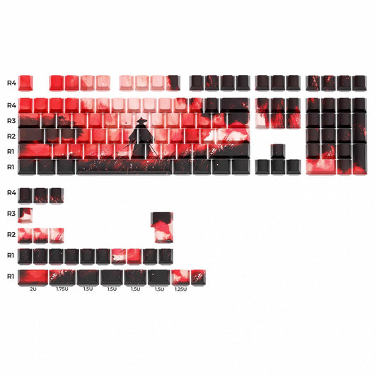 XVX Wutong Samurai Blood Keycaps Cherry Side Profile Dye sub Shine Through PBT Keycap 134-Keys