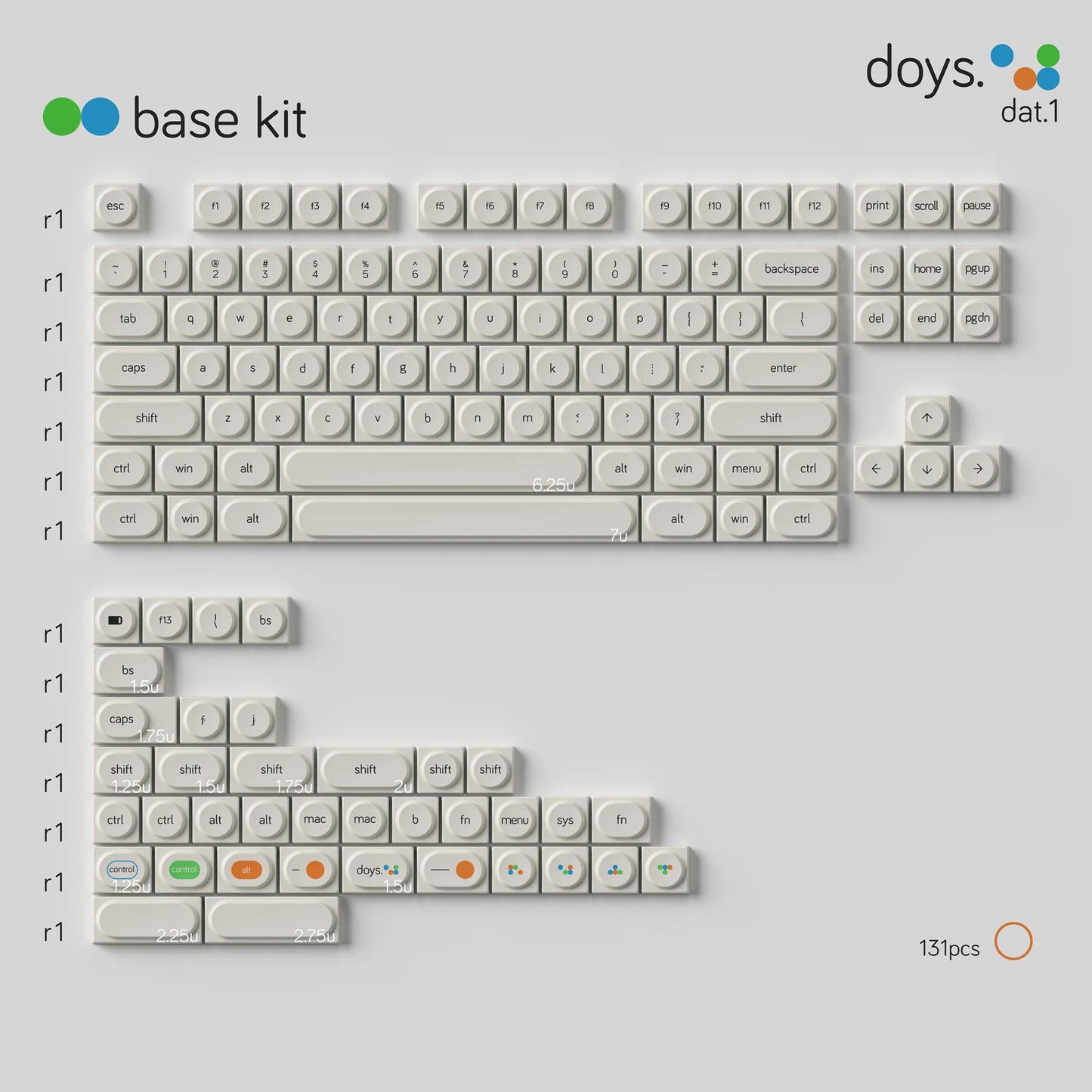 Deadline dat.1 Keycaps DOYS Profile Dye sub PBT Keycap 131-Keys