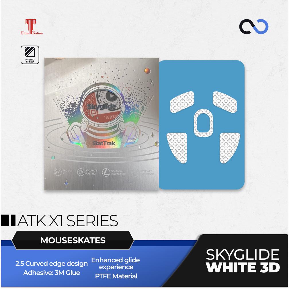 Skyglide StatTrak White 3D ATK X1 Series Gaming Mouse Feet / Mouse Skate PTFE (Hybrid)
