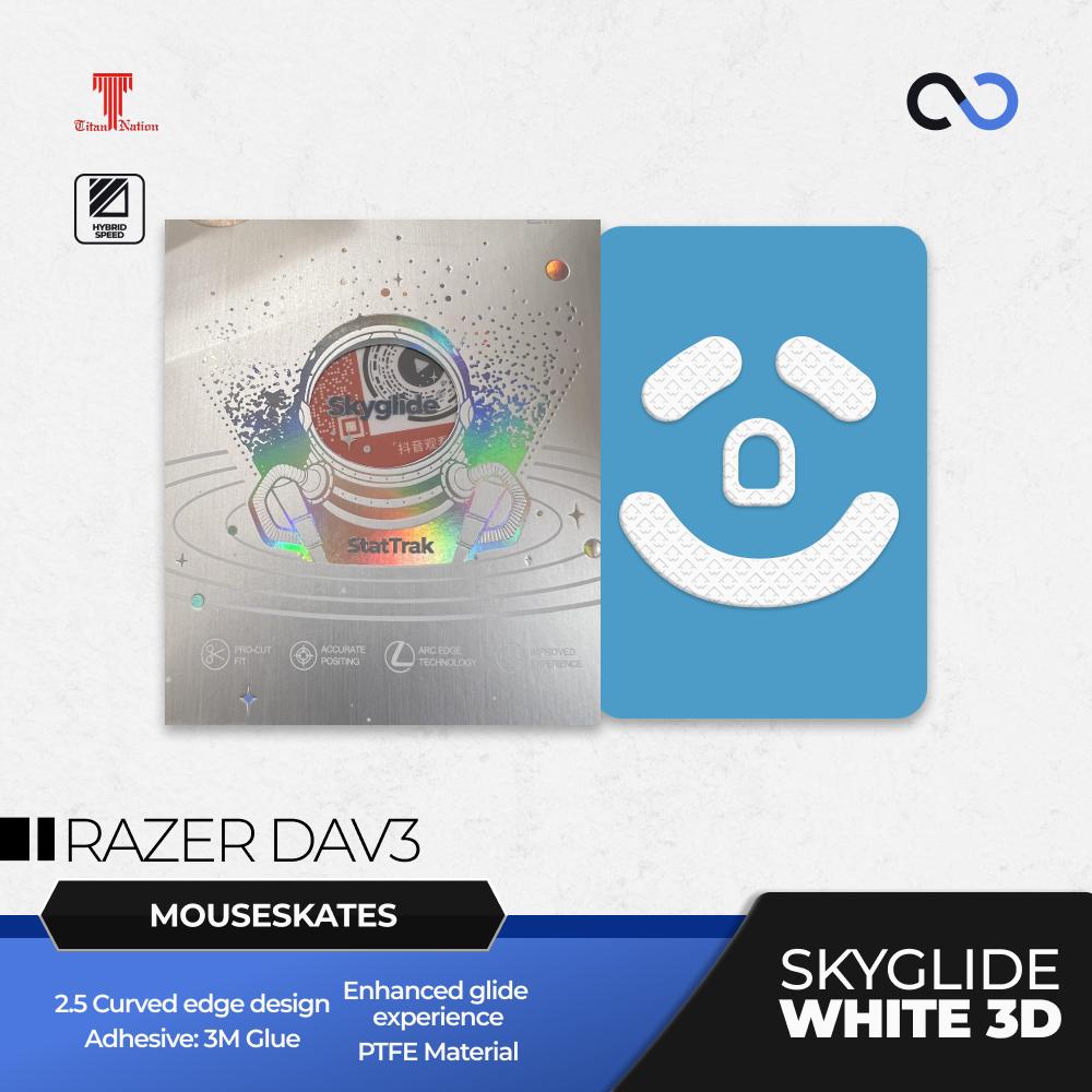 Skyglide StatTrak White 3D Razer Deathadder V3 Pro / Razer Deathadder V3 Gaming Mouse Feet / Mouse Skate PTFE (Hybrid)