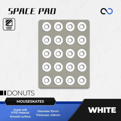 Spacepad White Donuts Universal Gaming Mouse Feet / Mouse Skate PTFE (Hybrid-Speed)