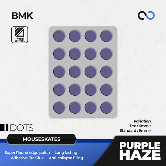BMK Purple Haze Pro Dots Universal Mouse Feet / Mouse Skate PTFE Obsidian Air Clone (Hybrid-Control)