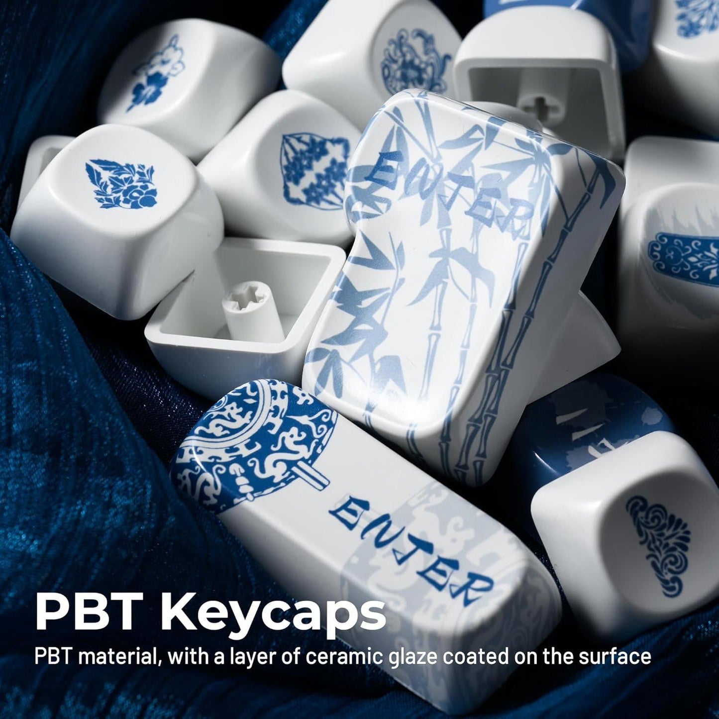 XVX Qinghua Porcelain Blue Ceramic Coated Keycaps MOA Profile Dye sub PBT Keycap 140-Keys