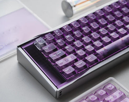 LeleLab Supsup Purple Transparent Keycaps Cherry Profile UV Printed ABS Keycap 138-Keys