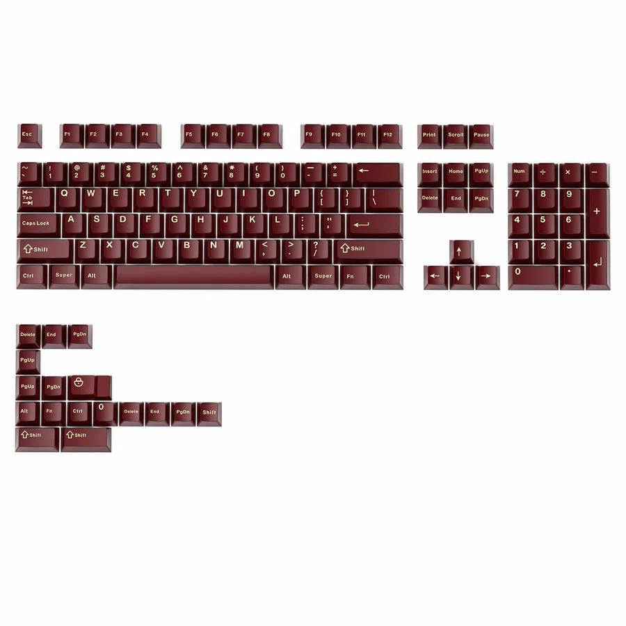XVX Ox Blood Jade / Ruby Gold Frost Jade Series Keycaps Cherry Profile Double Shot PBT Keycap 121-Keys