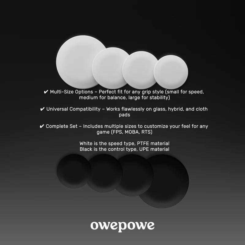 OWEPOWE OP White Universal Gaming Mouse Feet / Mouse Skate PTFE (Hybrid)
