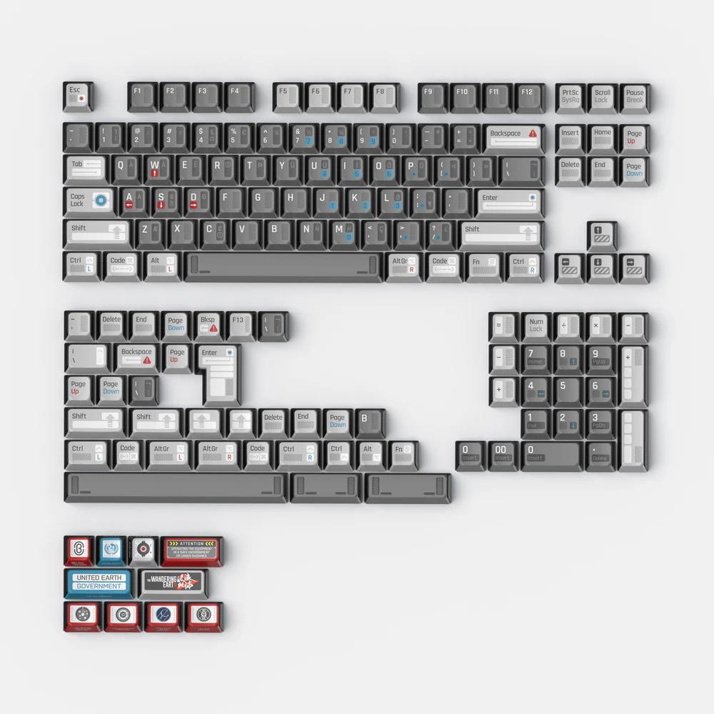 Keytok The Wandering Earth Keycaps KOL Profile Double Shot Dye sub Printed PBT+PC Keycap 154-Keys