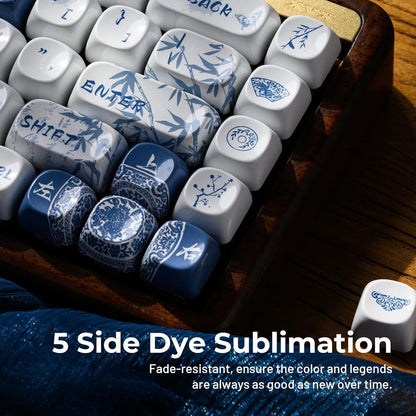 XVX Qinghua Porcelain Blue Ceramic Coated Keycaps MOA Profile Dye sub PBT Keycap 140-Keys