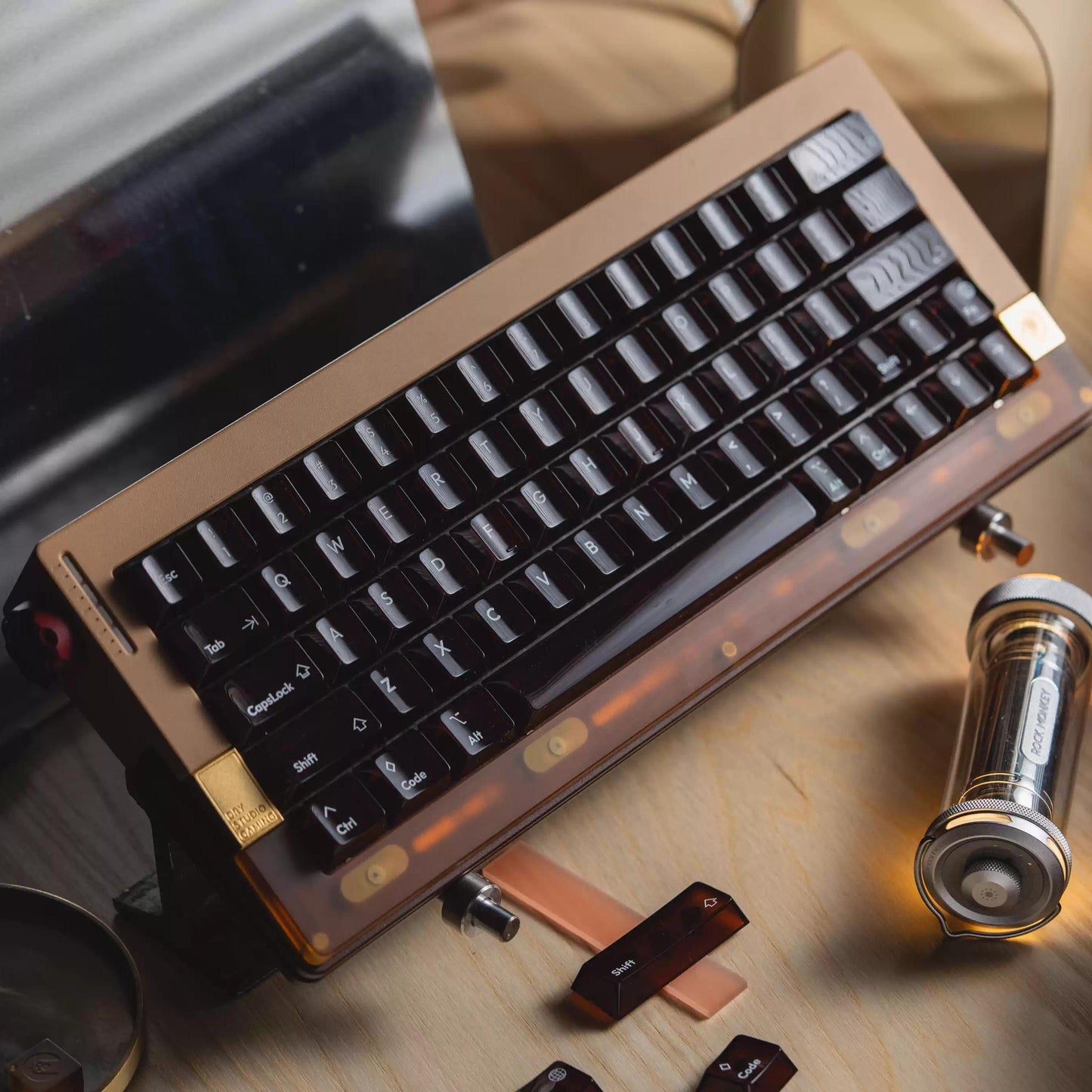 LeleLab Caramel Crystal Gem Series Keycaps Cherry Profile UV Printed PC Transparent Keycap 104-Keys