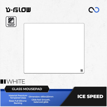 D-GLOW ICE SPEED Silicone Based Tempered Glass Gaming Mousepad Kaca (Speed-Hybrid)