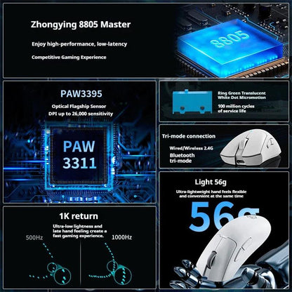 EWEADN X21 Pro Wireless Light Weight Ergonomic PAW3395 Gaming Mouse