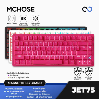 MCHOSE JET75 8K HE Hall Effect 75% Keyboard Rapid Trigger SOCD DKS Wooting