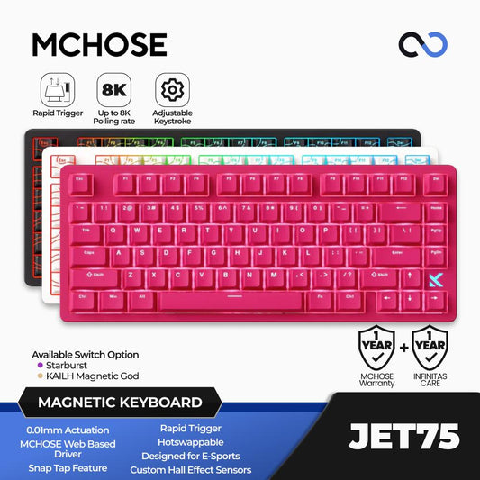 MCHOSE JET75 8K HE Hall Effect 75% Keyboard Rapid Trigger SOCD DKS Wooting
