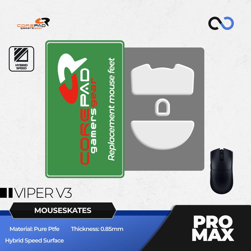 Corepad PRO MAX Razer Viper V3 PRO / Razer Viper V3 CNC milled PTFE Gaming Mouse Feet / Mouse Skate (Speed-Hybrid)