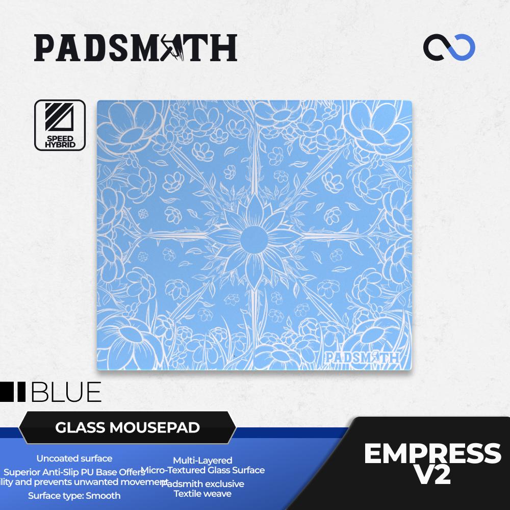 Padsmith Empress V2 Balanced Silicone Base Glass Gaming Mousepad Kaca (Speed-Hybrid)